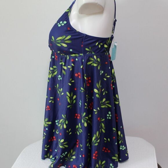 Summer Mae Bikini Beach lifestyle swim dress w boy shorts large navy floral - Picture 5 of 12